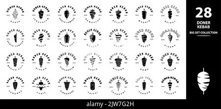 Doner Kebab big set collection. Fast Food Restaurant Design elements ...