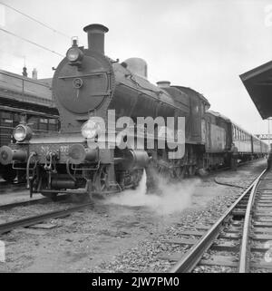 Image of the steam locomotive No. 3737 (series 3701-3815) of the N.S. During her last ride at the N.S. station Geldermalsen in Geldermalsen. Stock Photo