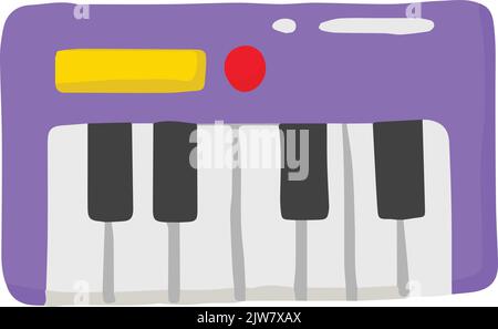 Hand Drawn cute piano keyboard illustration isolated on background Stock Vector