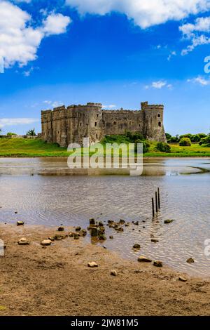 The 13th century Carew Castle ruins on the banks of the Carew River, Pembrokeshire, Wales, UK Stock Photo