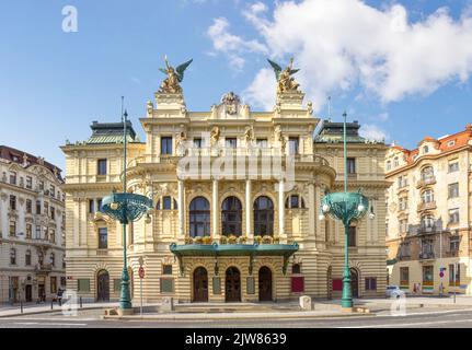 Vinohrady Theatre or Divadlo na Vinohradech. Prague, Czech Republic Stock Photo