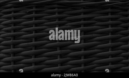 Dark black Straw weaving texture closeup Handcraft woven Reed mats background Stock Photo