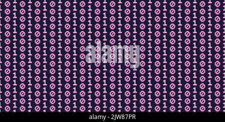 Abstract Technology Big Data illustration Binary code seamless pattern pixel art style Background Stock Photo