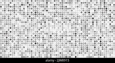 Monochrome geometric grid Pixel Art style background Modern black and white abstract mosaic texture Stock Photo