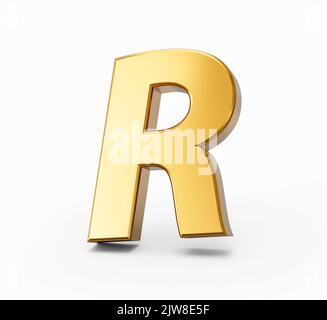 3d render of metallic alphabet letter symbol - G. Isolated on white ...