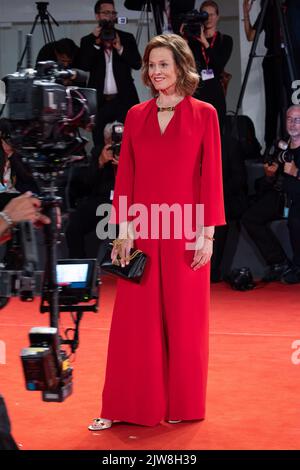 Sigourney Weaver attends the 'Master Gardner' red carpet at the 79th Venice International Film Festival on September 03, 2022 in Venice, Italy. Â©Photo: Cinzia Camela. Stock Photo
