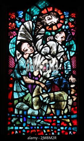 'The Good Shepherd'  - Christ Church Port Sunlight by Ervin Bossanyi (1949) Stock Photo