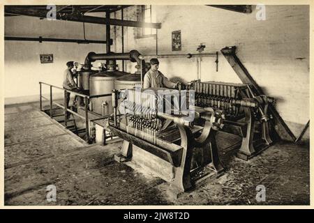 Interior of the Royal soap factory De Duif van Chr. Pleines on the Dolderseweg in Den Dolder: Glycerine department, with filter presses. Stock Photo