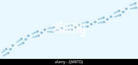 Hare footprints concept. Cute rabbit footprints. Isolated illustration on a colored background. Vector illustration. Stock Vector