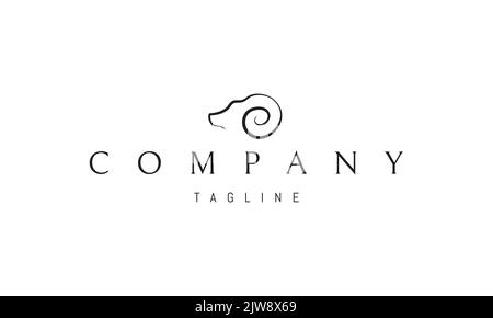 Vector logo on which an abstract image of a rams head with horns in a linear style. Stock Vector