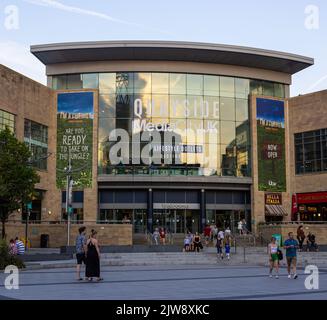 Quayside shopping center in Manchester Media City - MANCHESTER, UK - AUGUST 15, 2022 Stock Photo