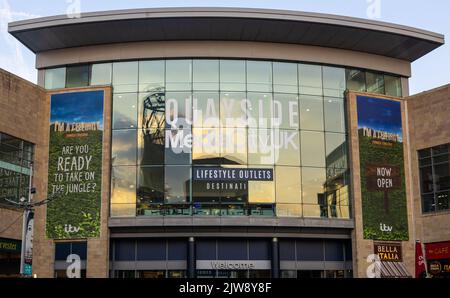 Quayside shopping center in Manchester Media City - MANCHESTER, UK - AUGUST 15, 2022 Stock Photo