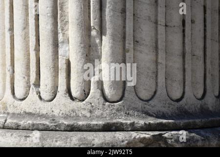 Doric column detail made out of Pentelic marble in the Roman Agora of ...