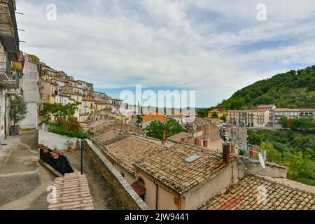 Panoramic view of Calitri, a picturesque village in the province of Avellino in Campania, Italy. Stock Photo