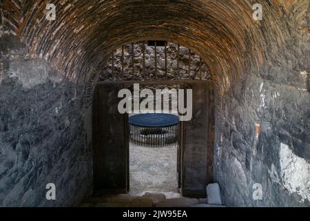 September 2, 2022: Views of the interior, courtyard and surroundings of the Yedikule Fortress Museum, fortified historic structure which was once used as a dungeon, located in the Yedikule neighbourhood of Fatih, in Istanbul, Turkey on September 2, 2022. Built in 1458 on the commission of Ottoman Sultan Mehmed II, the seven-tower complex was created by adding three new towers and fully enclosing a section of the ancient Walls of Constantinople, including the two twin towers that originally constituted the triumphal Golden Gate built by Roman Emperors Theodosius I and Theodosius II. (Credit Ima Stock Photo