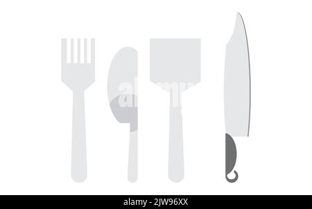 Frying pan and Kitchen utensils,Cooking line icons Stock Vector