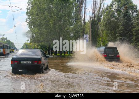 Flood. Road And Cars Under Water. Heavy Rain And Downpour Flooded City ...