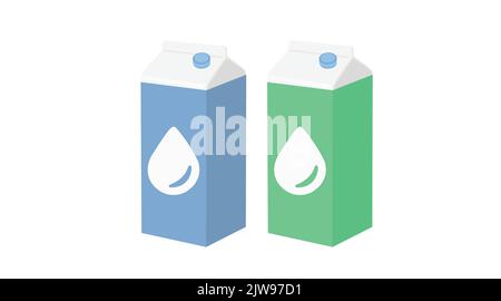 Water Boxes Set. Vector Isolated Illustration of a Water Carton or Boxes Stock Vector