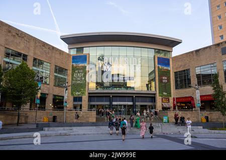 Quayside shopping center in Manchester Media City - MANCHESTER, UK - AUGUST 15, 2022 Stock Photo