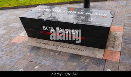 Bob Paisley Memorial at Walk of Fame in Anfield Stadium Liverpool - LIVERPOOL, UK - AUGUST 16, 2022 Stock Photo