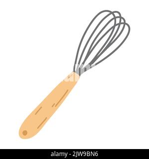 Kitchen whisk in cartoon flat style. Vector illustration of beater icon, kitchenware, culinary, pastry tools. Stock Vector