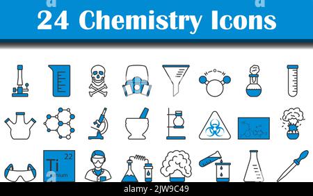 Chemistry Icon Set. Editable Bold Outline With Color Fill Design. Vector Illustration. Stock Vector