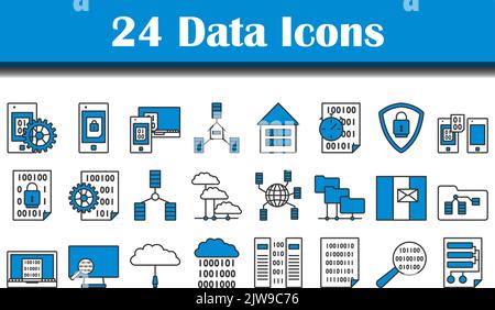 Data Icon Set. Editable Bold Outline With Color Fill Design. Vector Illustration. Stock Vector