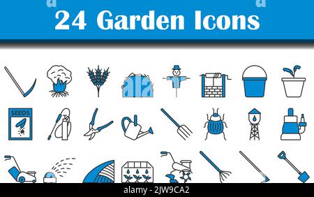 Garden Icon Set. Editable Bold Outline With Color Fill Design. Vector Illustration. Stock Vector