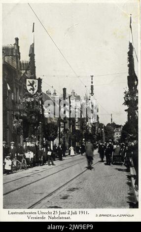 Lustrum parties Utrecht 25 June - 2 July 1911. Decorated Nobelstraat. Stock Photo