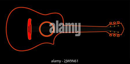 Acoustic guitar on a black background vector Stock Vector