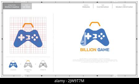 BILLION GAME is a brand engaged in the website. The logo is inspired by the shopping bag symbol, the joystick symbol, and the initial "B". Stock Vector