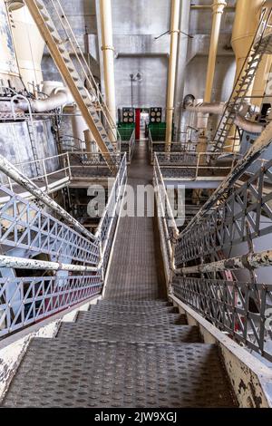 Seattle, WA. USA -08-27-2022: Stairway at Georgetown Steam Plant Stock Photo