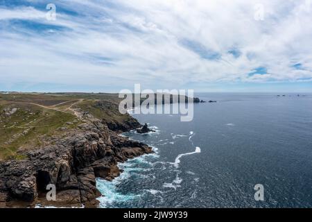 looking towards lands end from sennen cove cornwall Stock Photo