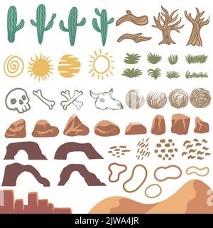 Desert element set collection vector illustration Stock Vector
