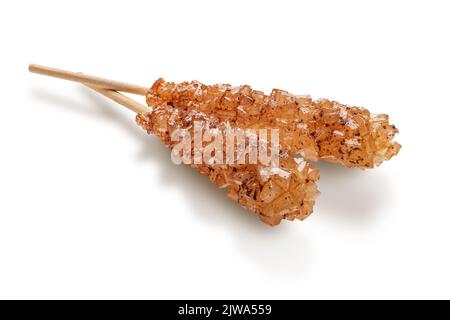 Sugar crystal sticks isolated on white background Stock Photo