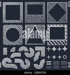 Grunge texture frame and elements set collection Stock Vector