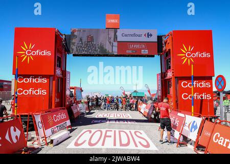 Illustration picture shows the finish line of stage 15 of the 2022 edition of the 'Vuelta a Espana', Tour of Spain cycling race, from Martos to Sierra Nevada (153 km), Spain, Sunday 04 September 2022. BELGA PHOTO DAVID PINTENS Stock Photo