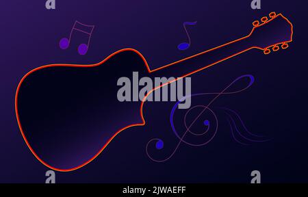Acoustic guitar on a black background vector Stock Vector