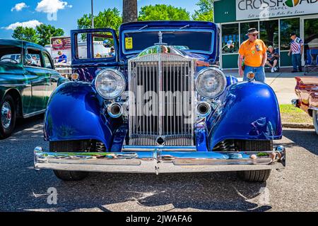 Falcon Heights, MN - June 17, 2022: Low perspective front view of a at a local car show. Stock Photo