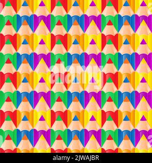 Abstract Vector Seamless Pattern with colorful Pencils. Seamless geometric pattern with colorful pencils. Stock Vector
