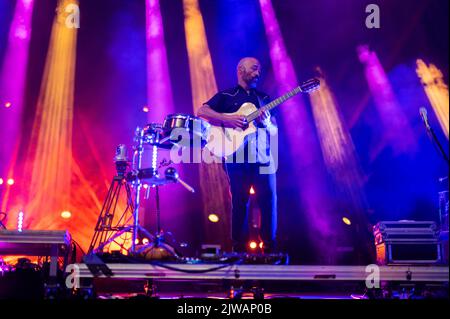 Mexican band Cafe Tacvba performing live at Vive Latino 2022 Music Festival in Zaragoza, Spain Stock Photo