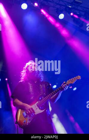 Mexican band Cafe Tacvba performing live at Vive Latino 2022 Music Festival in Zaragoza, Spain Stock Photo