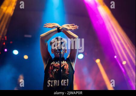 Mexican band Cafe Tacvba performing live at Vive Latino 2022 Music Festival in Zaragoza, Spain Stock Photo