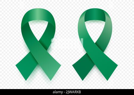 Liver Cancer Awareness Month. Realistic Emerald Green ribbon