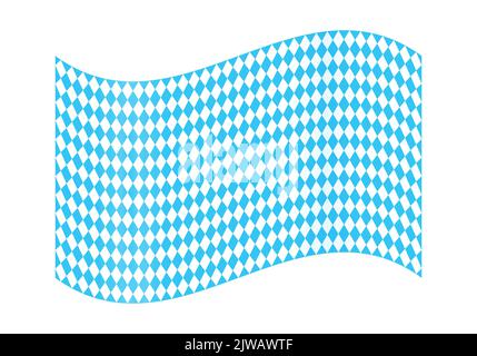 Waving flag of Bavaria with lozenges seamless pattern. Oktoberfest beer festival pennant with reapiting blue and white rhombus. Traditional Bavarian vexillological colors. Vector illustration Stock Vector