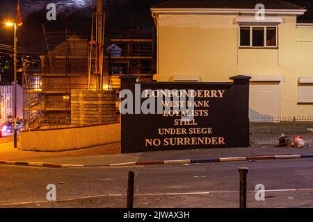 Loyalist wall mural in the protestant Fountain Estate, Derry, Londonderry, Northern Ireland. Stock Photo