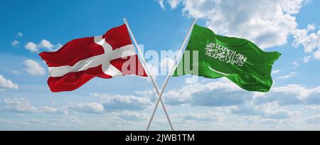 Denmark and Saudi Arabia, symbol of country. Danish vs Arabian national ...