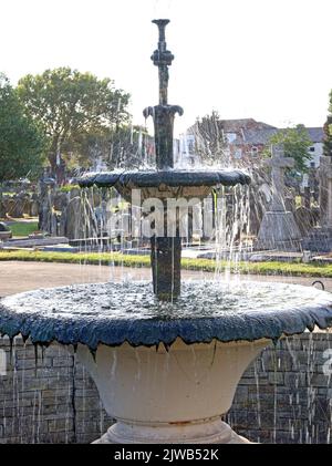 Fountain at Warrington Cemetery, Manchester Rd, Warrington, Cheshire, England, UK,  WA1 3BG Stock Photo