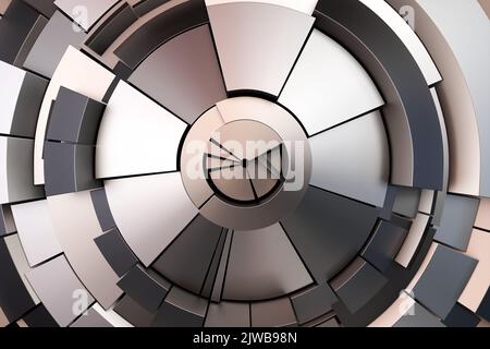 Abstract surface background with metal rings come from center. Modern and clean business style concept. Geometric texture for corporate style template Stock Photo