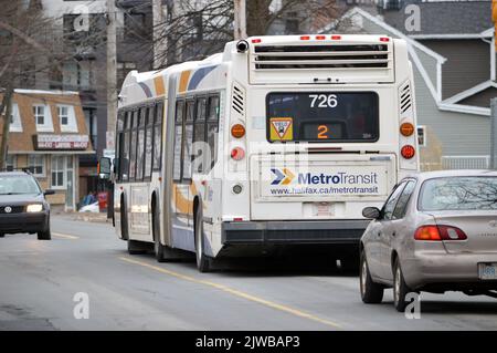 Halifax Transit Novabus LFS Artic bus on North Street in Halifax, Nova Scotia, Canada in 2022 Stock Photo